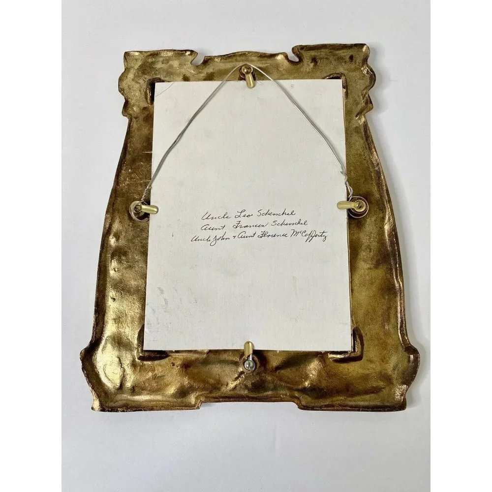 European Style Art Nouveau Brass‎ Metal Frame Vintage Girl Geese Floral Accents